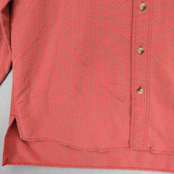 THE NORTH FACE Men's M Orange Grey Check Long Sleeve Button Shirt Suede-Like Y2K - Picture 7 of 11